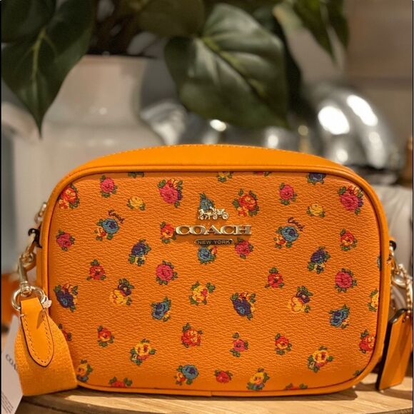 Coach Mini Jamie Camera Bag In Orange With Mini Vintage Rose Print NWT - Picture 6 of 14